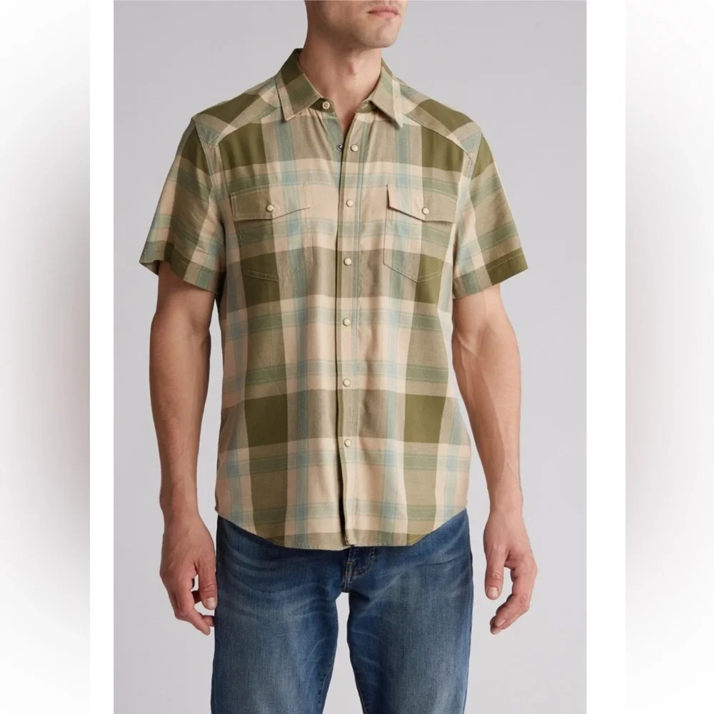 Lucky Brand Herringbone Western Workwear Button Down Shirt Medium New With Tags